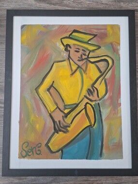 Painting Print  saxophone jazz 11x14 Frame Not Included